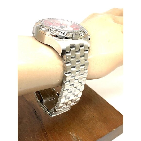 Roberto Bianci Men's Watch 7060M Red Dial Swiss Quartz Chronograph Steel 48mm - Picture 13 of 15